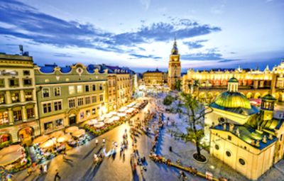 A picture of a square in Krakow